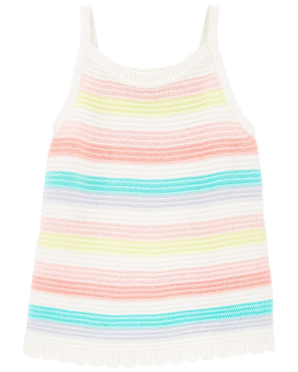 Musculosa Oshkosh Crochet a Rayas - CELESTE-ROSA-BLANCO 