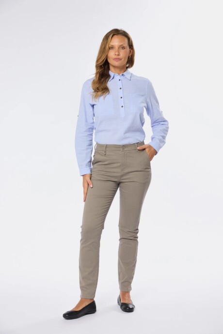 PANTALÓN SKINNY DE GABARDINA - Khaki PANTALÓN SKINNY DE GABARDINA - Khaki