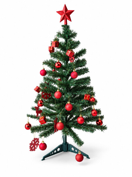 ARBOL NAVIDEÑO CON CHIRIMBOLOS Y LUCES ROJO
