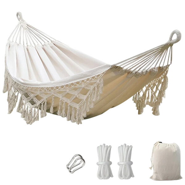Hamaca Paraguaya Silla Colgante Reforzada Jardín Bolso + Acc Variante Color Blanco