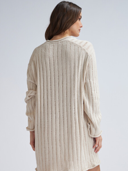 Sweater de punto acanalado Crudo