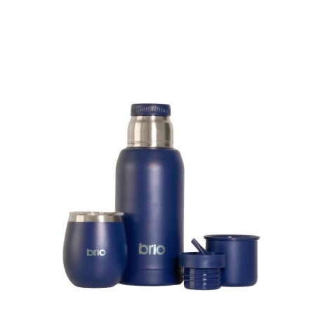 Set De Termo 750 Ml Y Mate Con Tapa brio Acero Inox Azul