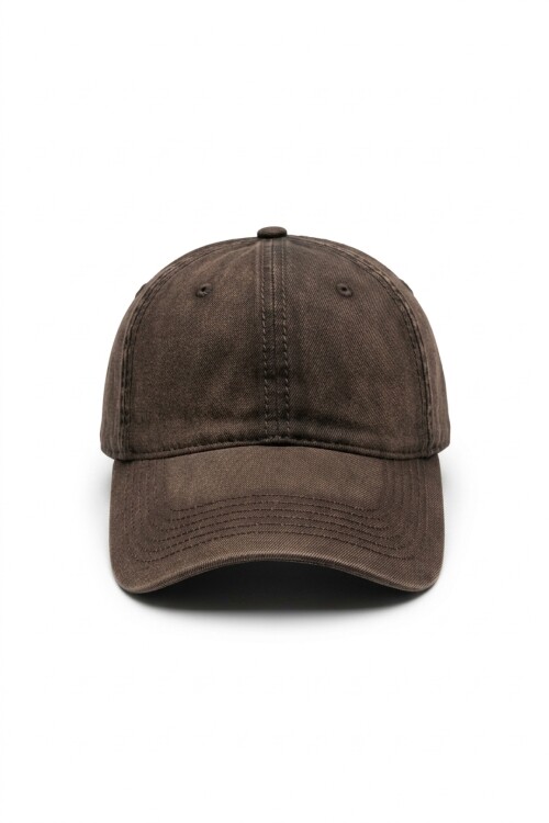 Cap washed pespuntes marrón