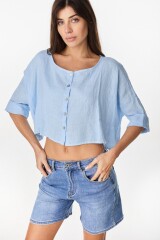 Camisa Fold Celeste
