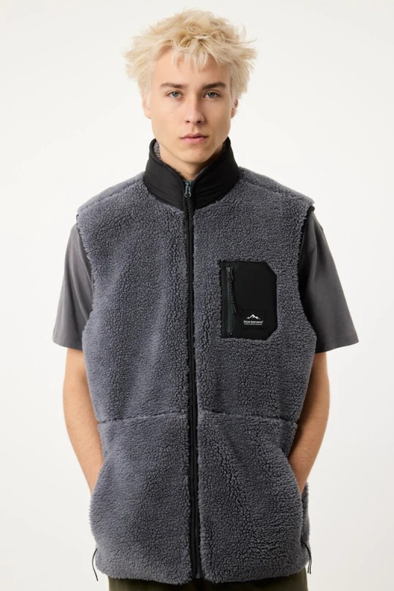 DARK GREY ROPE FLEECE VEST Gris