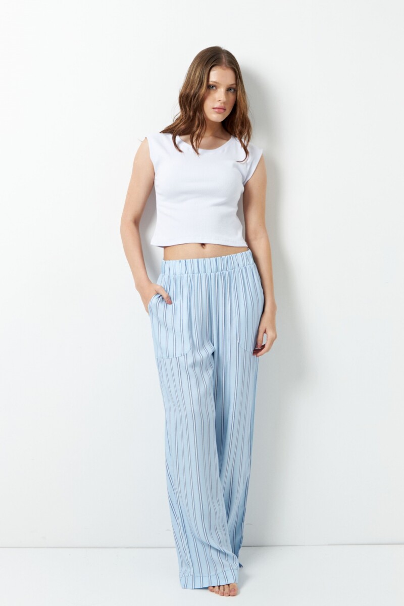PANTALON EROS Blanco/Celeste