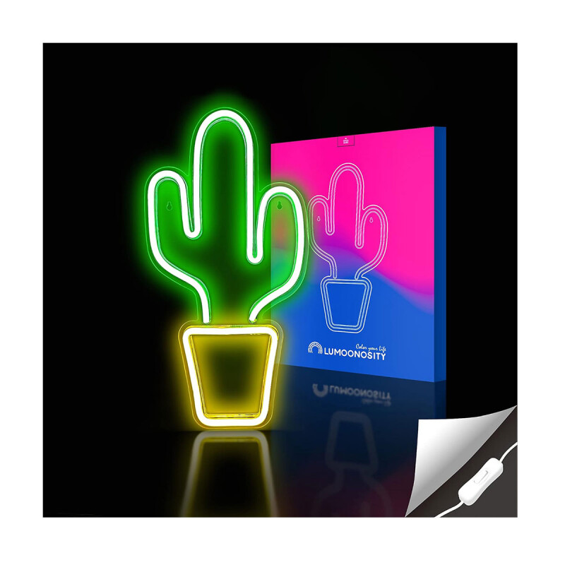 Cartel neon dos colores LED diseño cactus Cartel neon dos colores LED diseño cactus