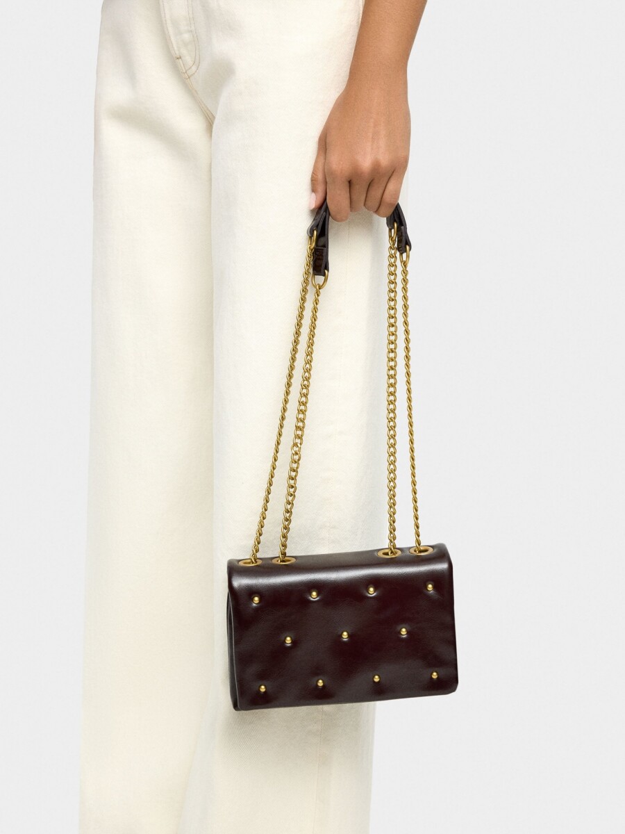 Bolso De Hombro Doble Con Tachuelas marron