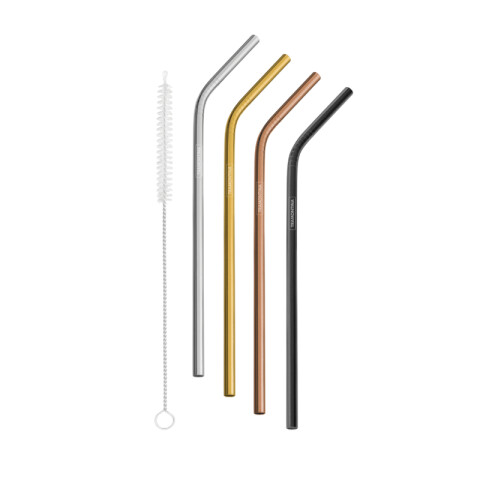 Juego de 4 sorbitos en acero inoxidable + cepillo -TRAMONTINA TF0013