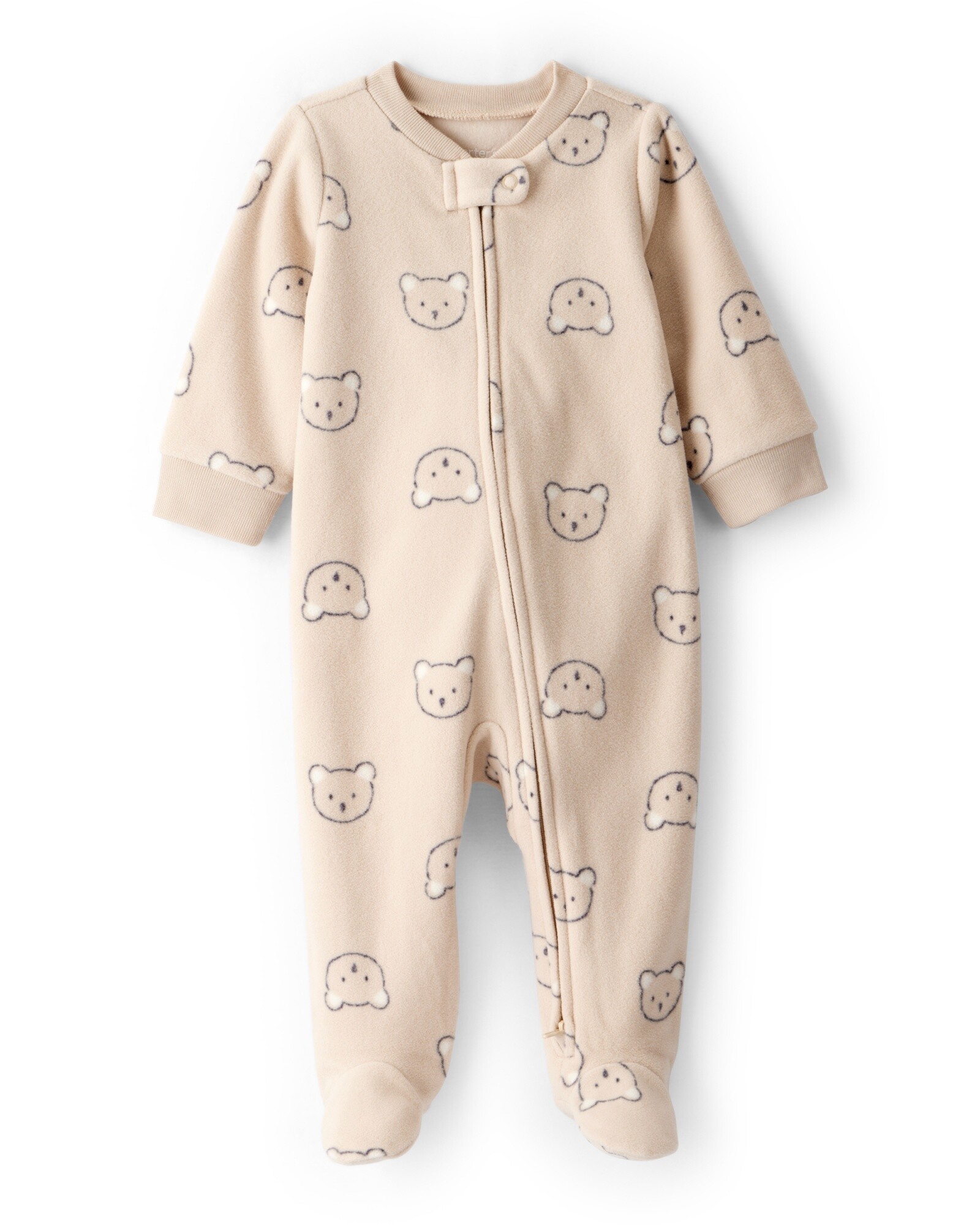 Pijama una pieza de DreamPlush, con pie, beige, diseño caritas de oso Sin color