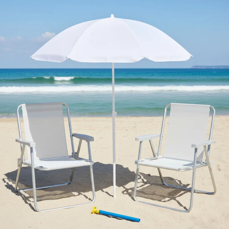 Set Sombrilla FPS 70 + Silla Plegable + Saca Arena Playa MOR Plata