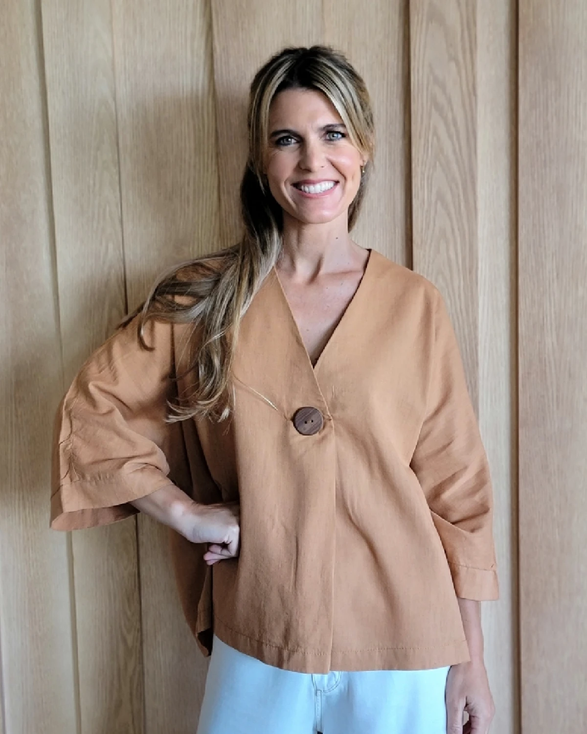 Camisaco Begonia camel talle unico