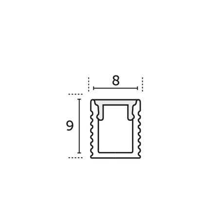 PERFIL ALUMINIO 9X8MM PARA LED 2.5 MTS LINEA PERFILES 000