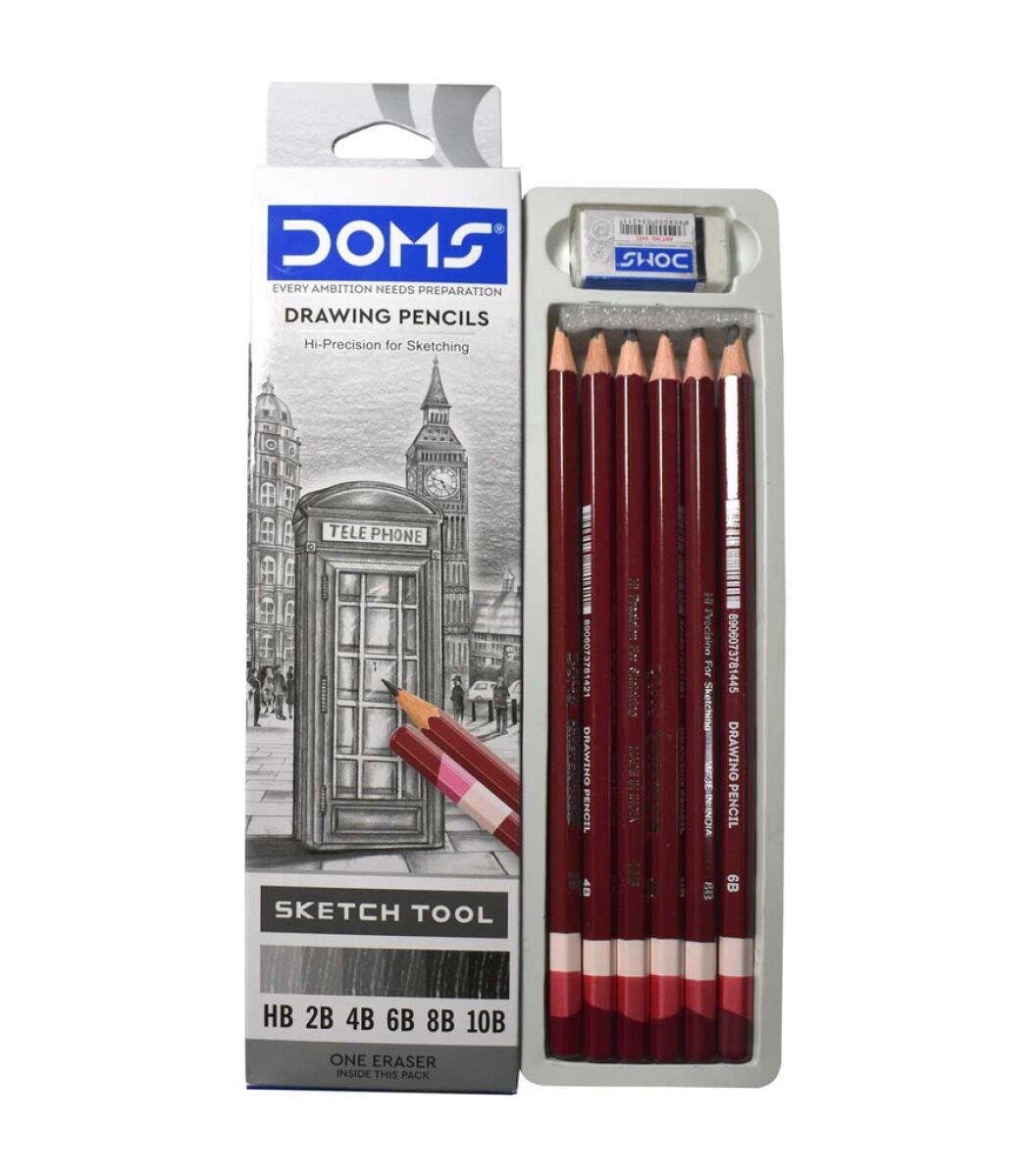 Set x 6 lápices de dibujo + goma 