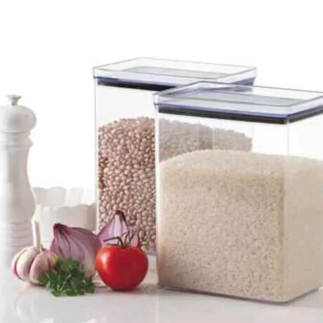Kit Lumini X5 Frasco Potes Hermético Rectangulares Apilables Transparente