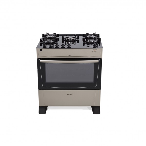 Cocina A Gas James 5 Hornallas Titanuim Con Mesada De Vidrio Negra Cocina A Gas James 5 Hornallas Titanuim Con Mesada De Vidrio Negra