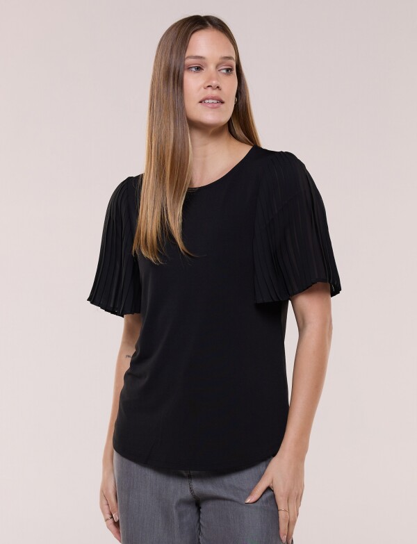 Blusa Manga Plisada NEGRO