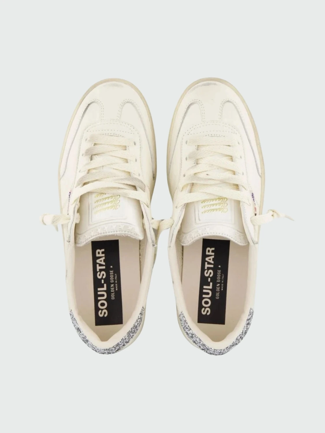 Golden Goose-Championes de cuero acordonados, Soul star Blanco