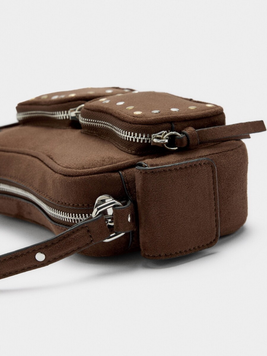 Bolso De Mano De Efecto Piel Con Tachuelas marron