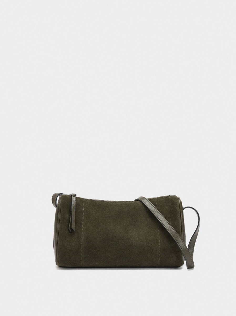Bolso Bandolera Con Detalles De Piel - caqui 