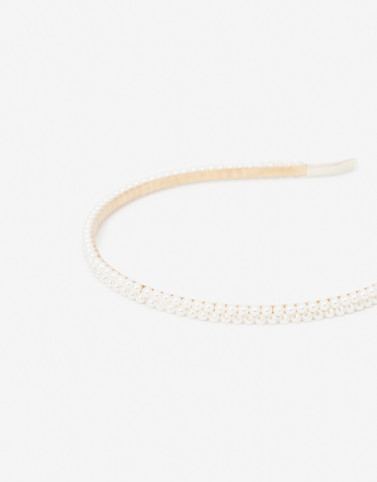 Vinchas Rígidas Perla Vincha Con Perlas - Blanco Nacarado/perlado