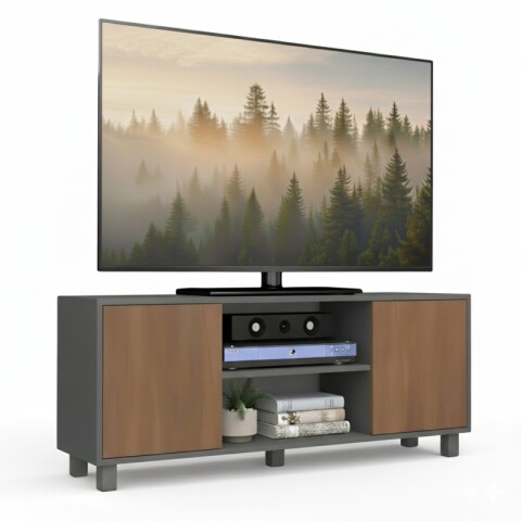Mueble Rack de Tv Hasta 50" Manhattan de Piso con 2 Puertas y Estantes 120 cm de Ancho - Manchester / Grafito Mueble Rack de Tv Hasta 50" Manhattan de Piso con 2 Puertas y Estantes 120 cm de Ancho - Manchester / Grafito