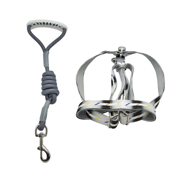 Arnes Correa Pretal Perro Mascota Ajustable Grande Variante Color Gris