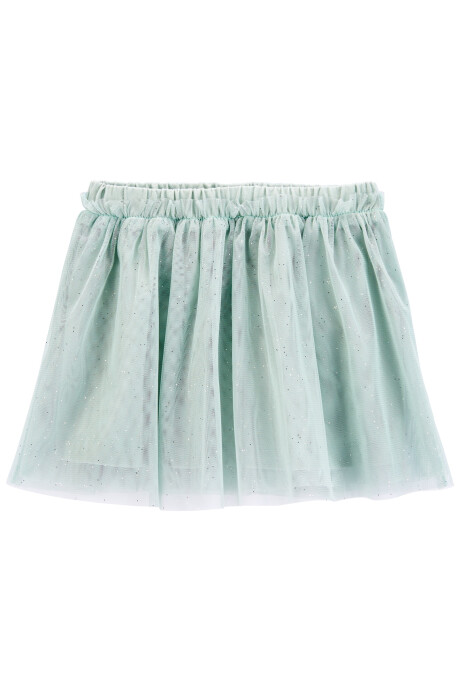 Pollera de algodón con tul y brillos Sin color