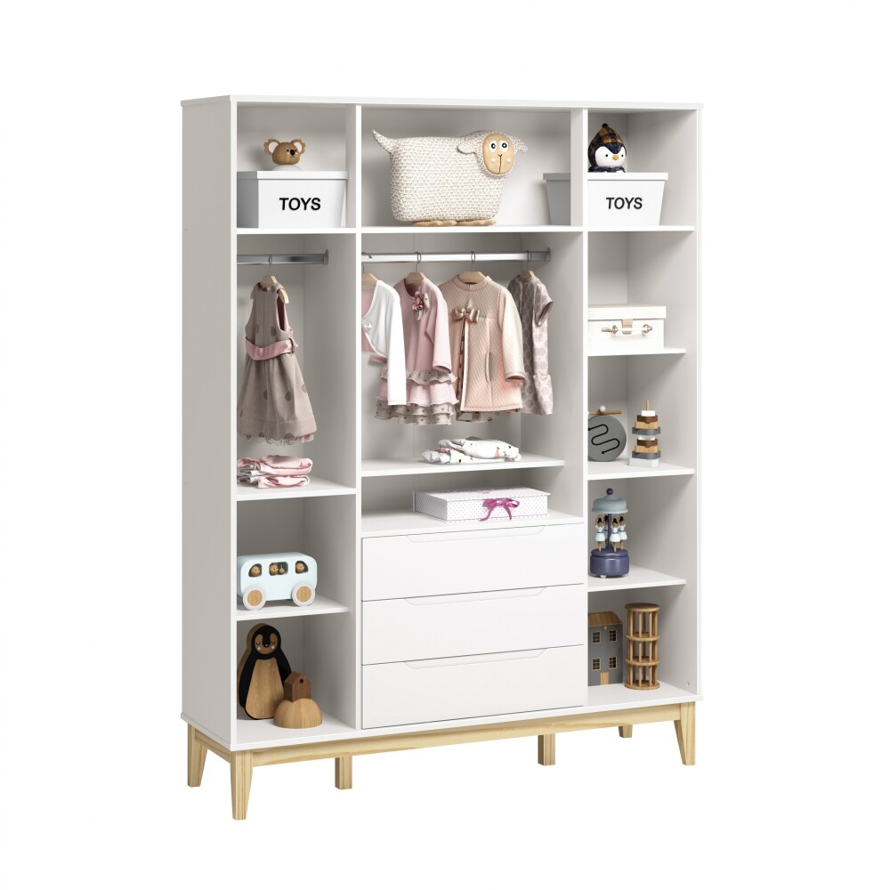 Ropero 4 Puertas 3 Cajones Infantil - Eife Blanco