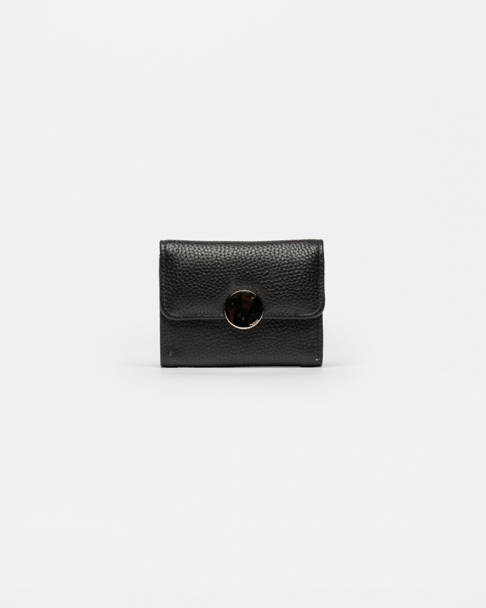 Billetera The Circle En Cuero Graneado - Negro 