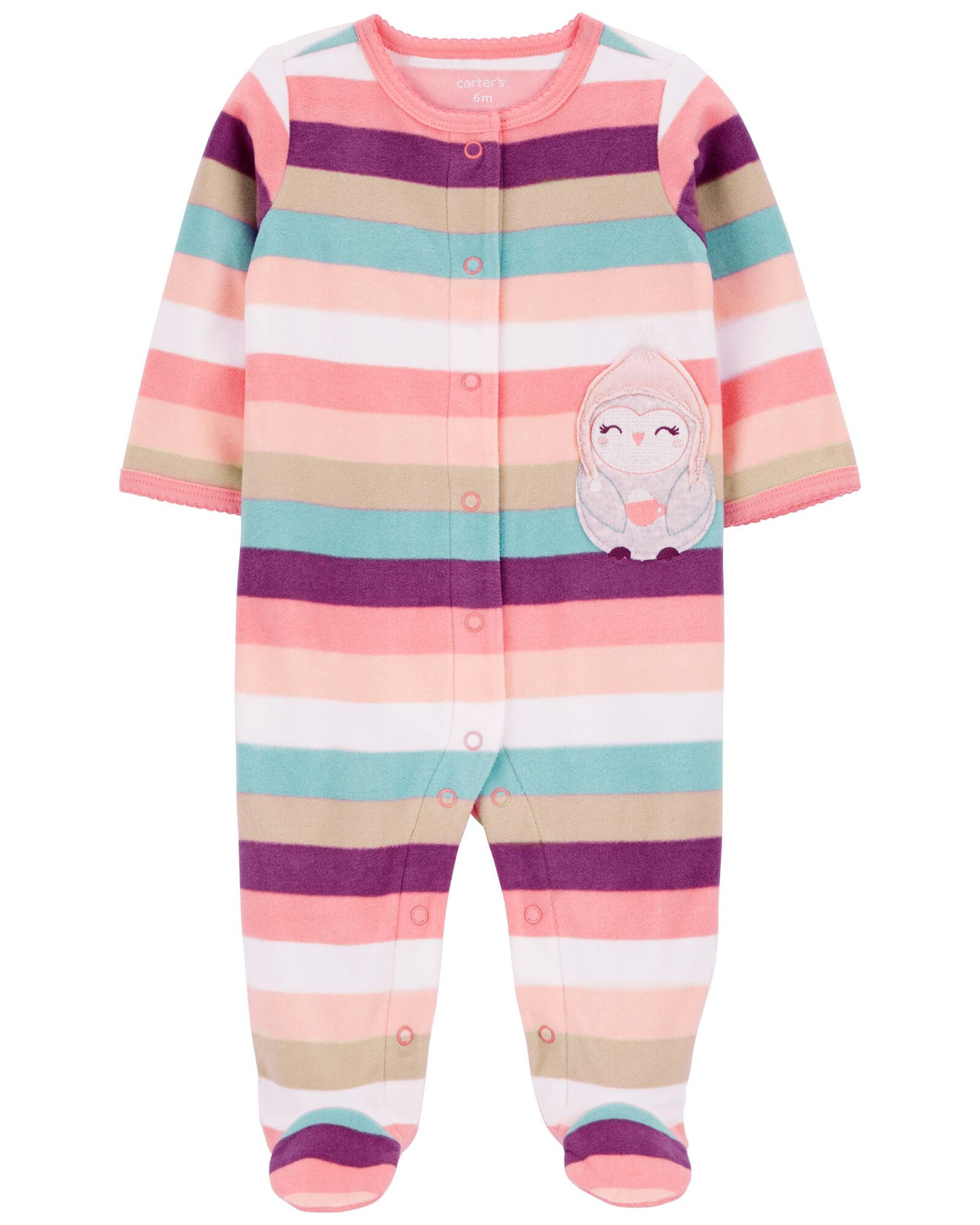 Pijama una pieza de micropolar, con pie, estampa búho Pijama una pieza de micropolar, con pie, estampa búho