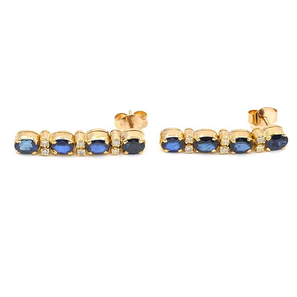 Caravanas Oro 18K, Brillantes Y Zafiros Caravanas Oro 18K, Brillantes Y Zafiros