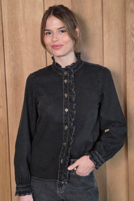 Camisa Franca Denim Negro