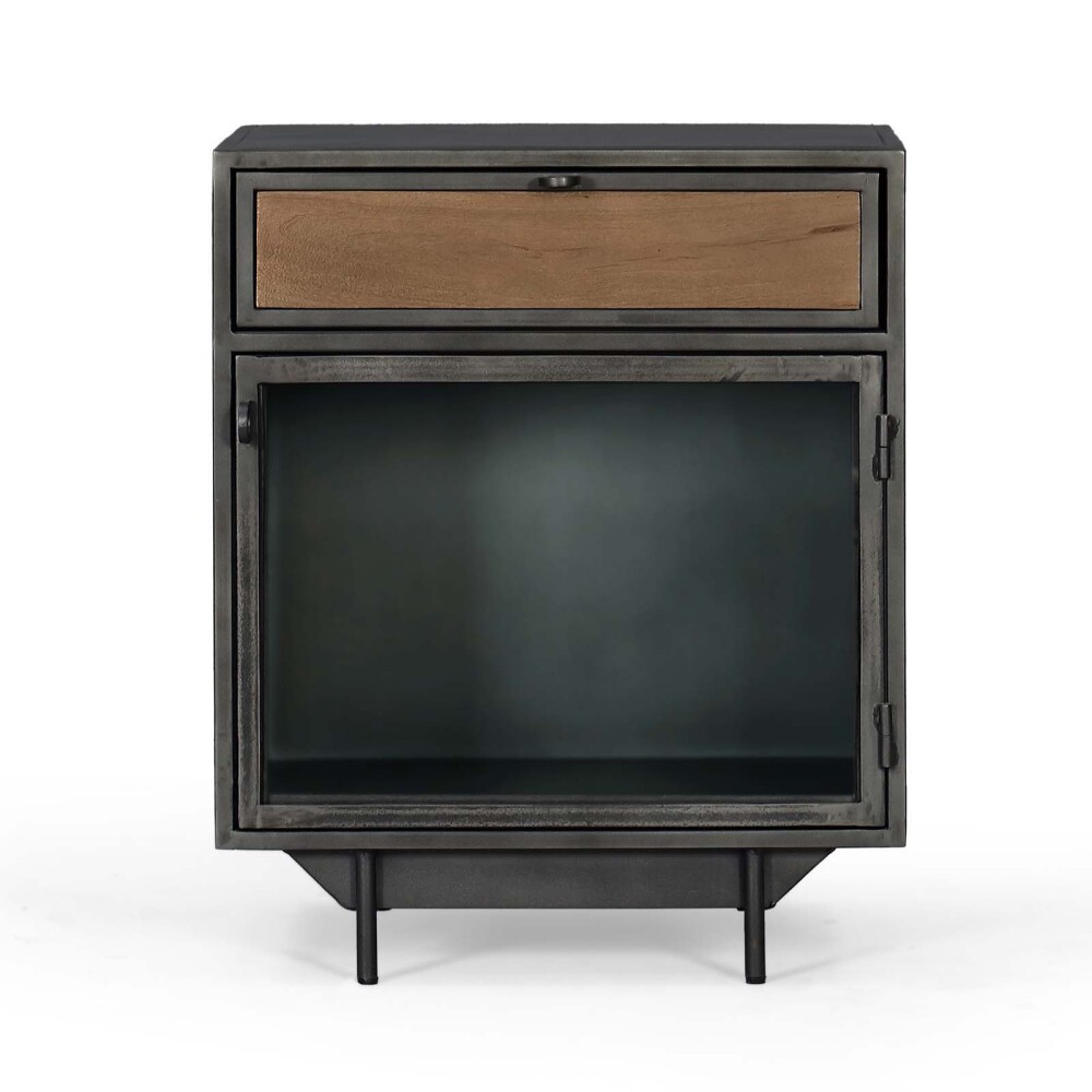 MESA DE LUZ 1C METAL-Y-MADERA MARRON HAGNES