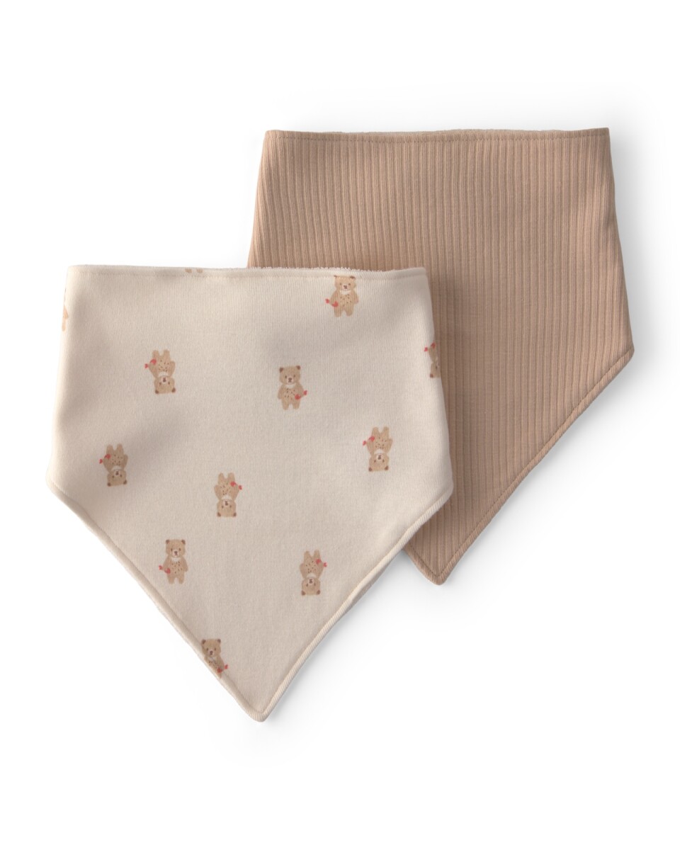 Pack dos baberos bandana de algodón, diseño osos 