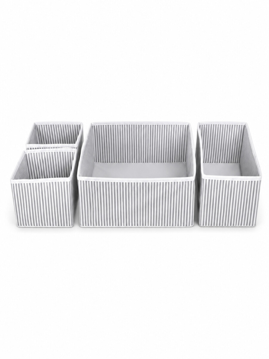 CAJA ORGANIZADORA RAYAS SET 4PCS - GRIS 
