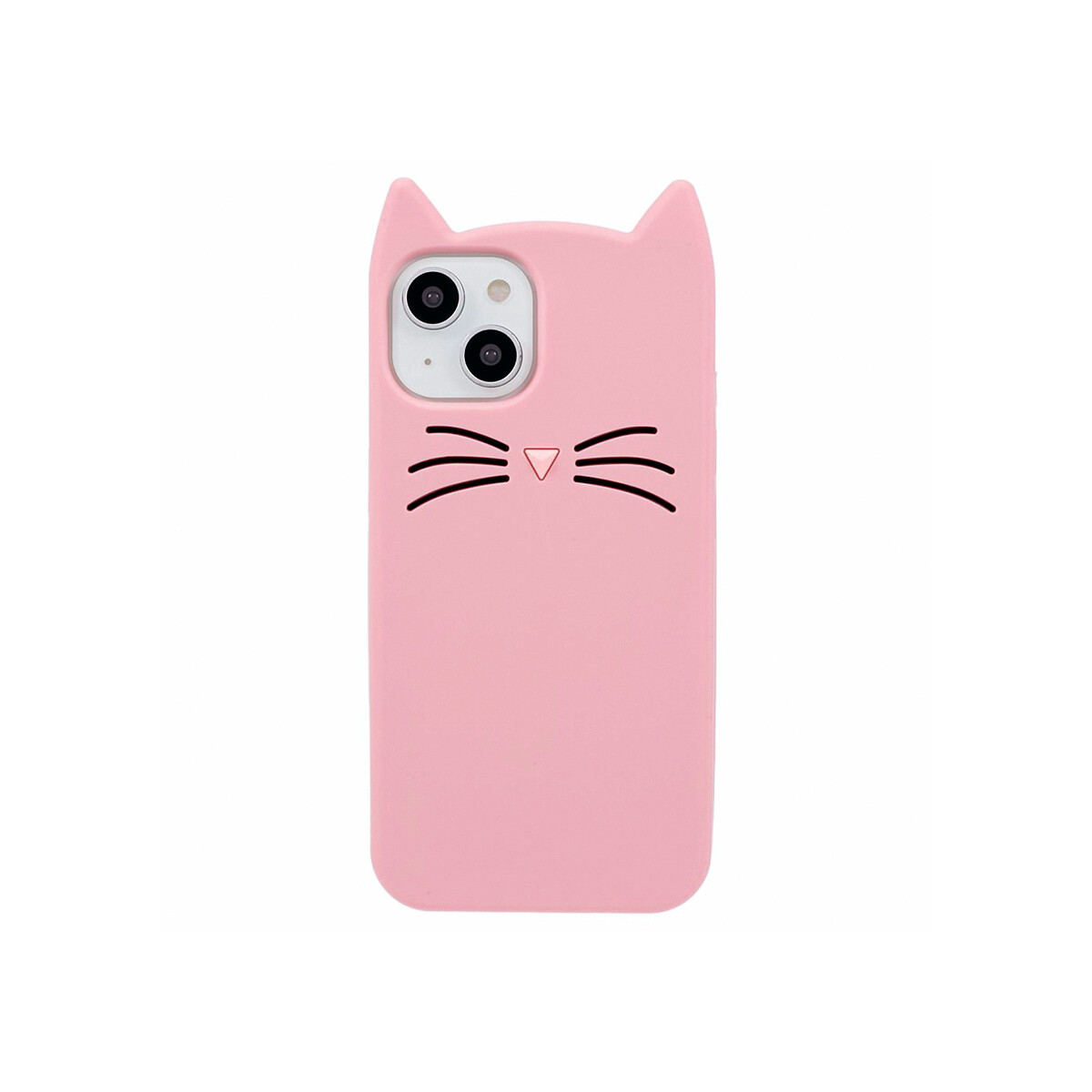 Protector iPhone 13/14 diseño gato color rosa 