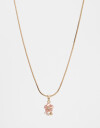 Cadena Corta con Dije Strass Collar Con Dije Floral Con Cubic Zirconia - Dorado