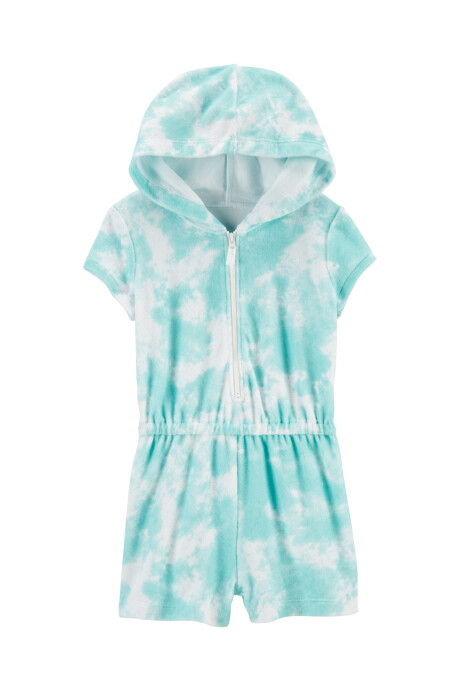 Bata monito corto de algodón terry, con capucha, diseño tie-dye. Talles 2-5T Sin color