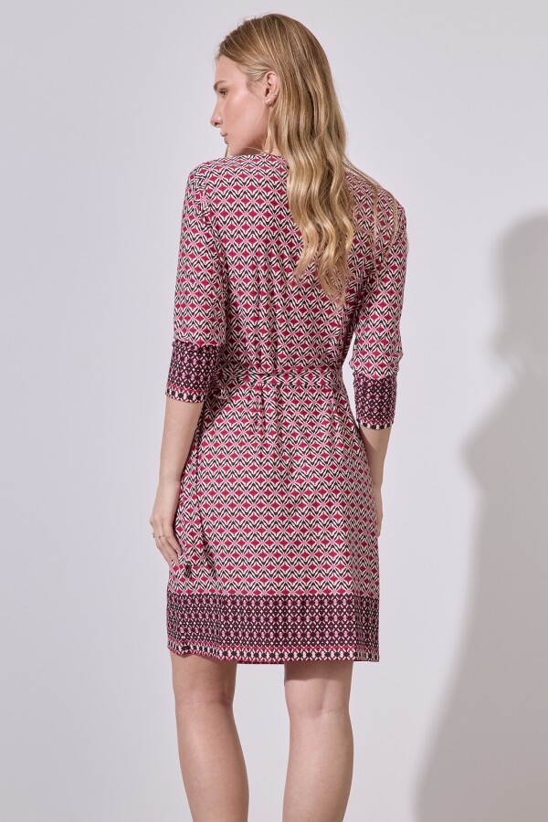 Vestido Cruzado Printed MULTI/FUCSIA