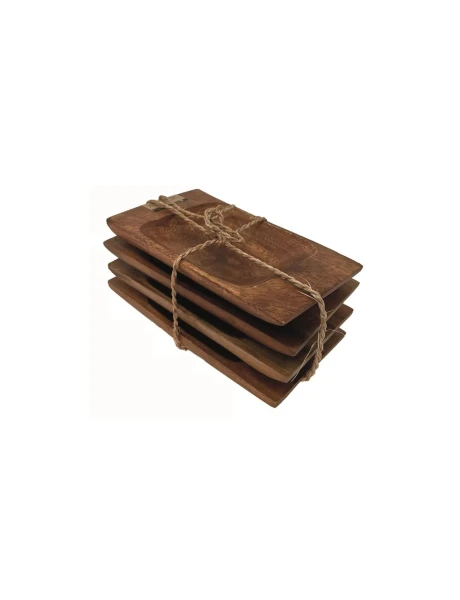 SET X 4 BANDEJA RECTANGULAR MADERA 16.5X9X2.5CM SET X 4 BANDEJA RECTANGULAR MADERA 16.5X9X2.5CM