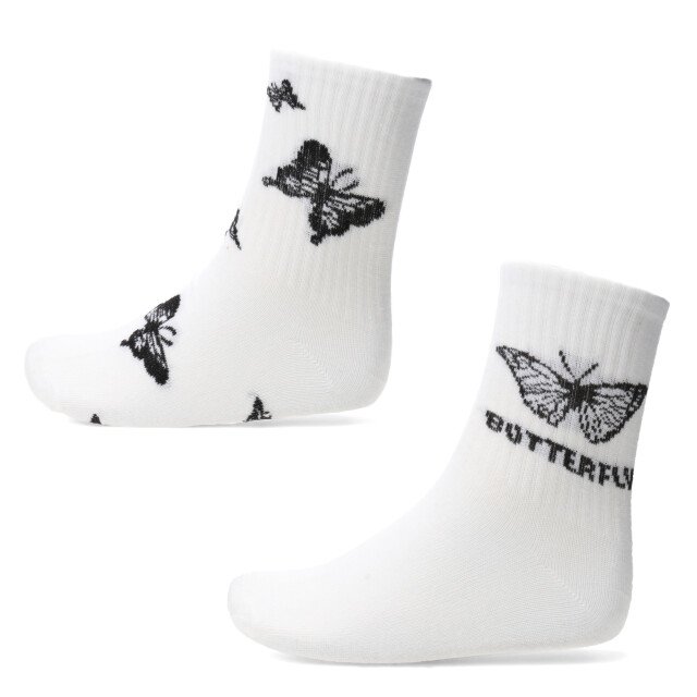 Medias Infantiles N+ Mariposa Blanco - Negro