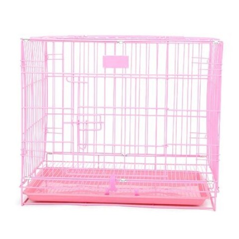 Canil Jaula Corral Perro Mascota Lili 90 cm Grande De Metal Variante Color Rosado