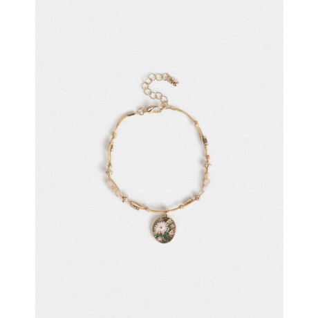 Pulsera Flexible Dije Flor Dorado