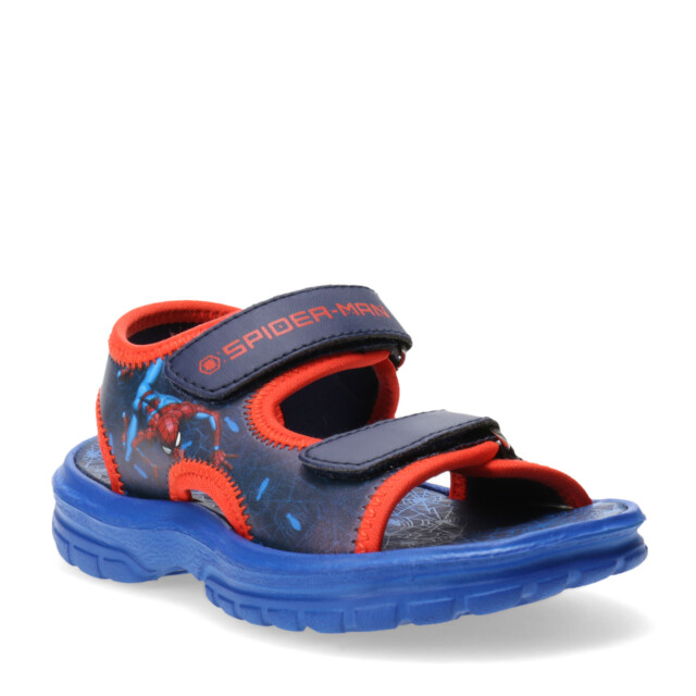 Sandalias Infantiles Spiderman Velcros Azul Marino - Azul - Rojo