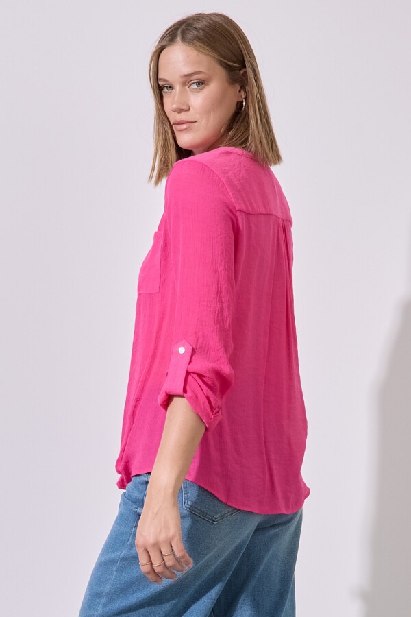 Blusa Botones Nudo FUCSIA