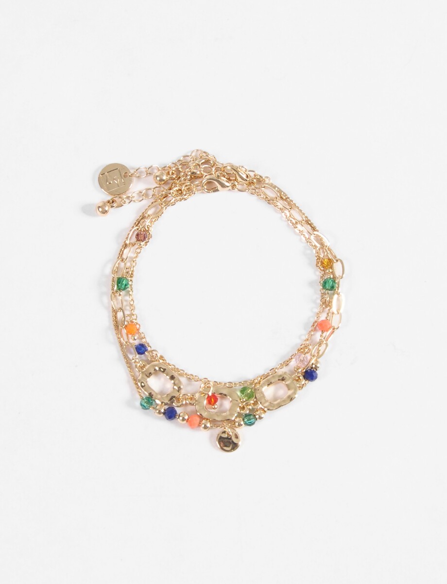 Set de tres pulseras dijes - dorado 