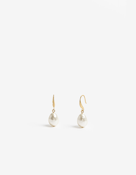 Aros Colgantes Cortos Perlas Aros Colgantes Cortos Perla - Dorado Oro Amarillo