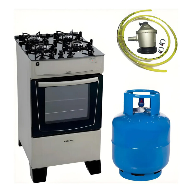 COCINA JAMES C 690 V 4 HORNALLAS + GARRAFA 13KG + ABAZADERA + VALVULA + MANGUERA COCINA JAMES C 690 V 4 HORNALLAS + GARRAFA 13KG + ABAZADERA + VALVULA + MANGUERA