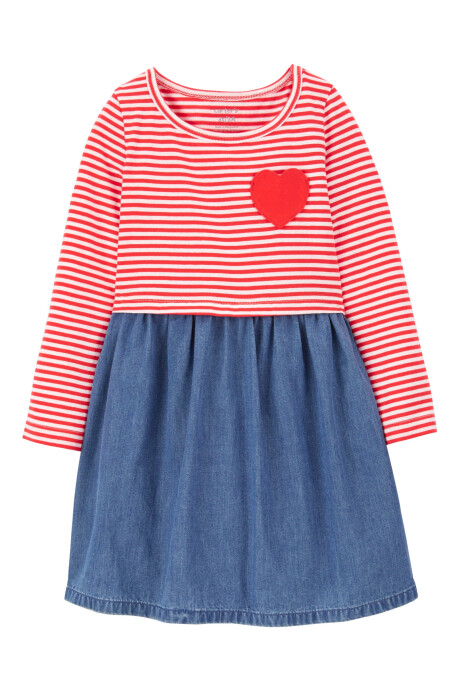 Vestido de algodón con falda tipo jean Sin color